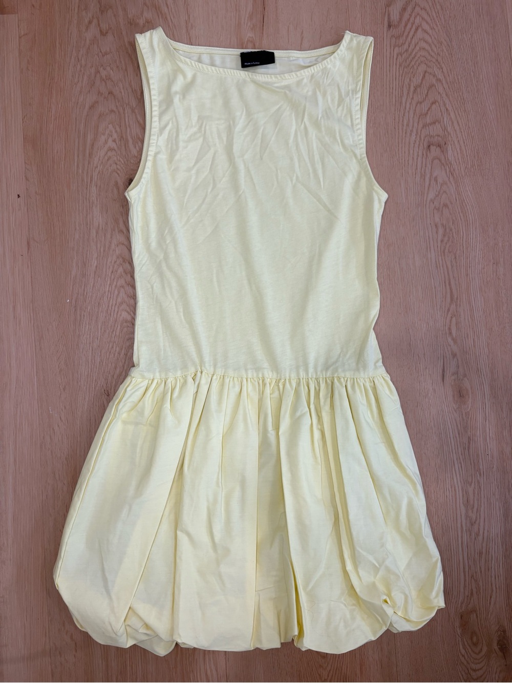NEW ASOS poplin mix puffball mini dress yellow small